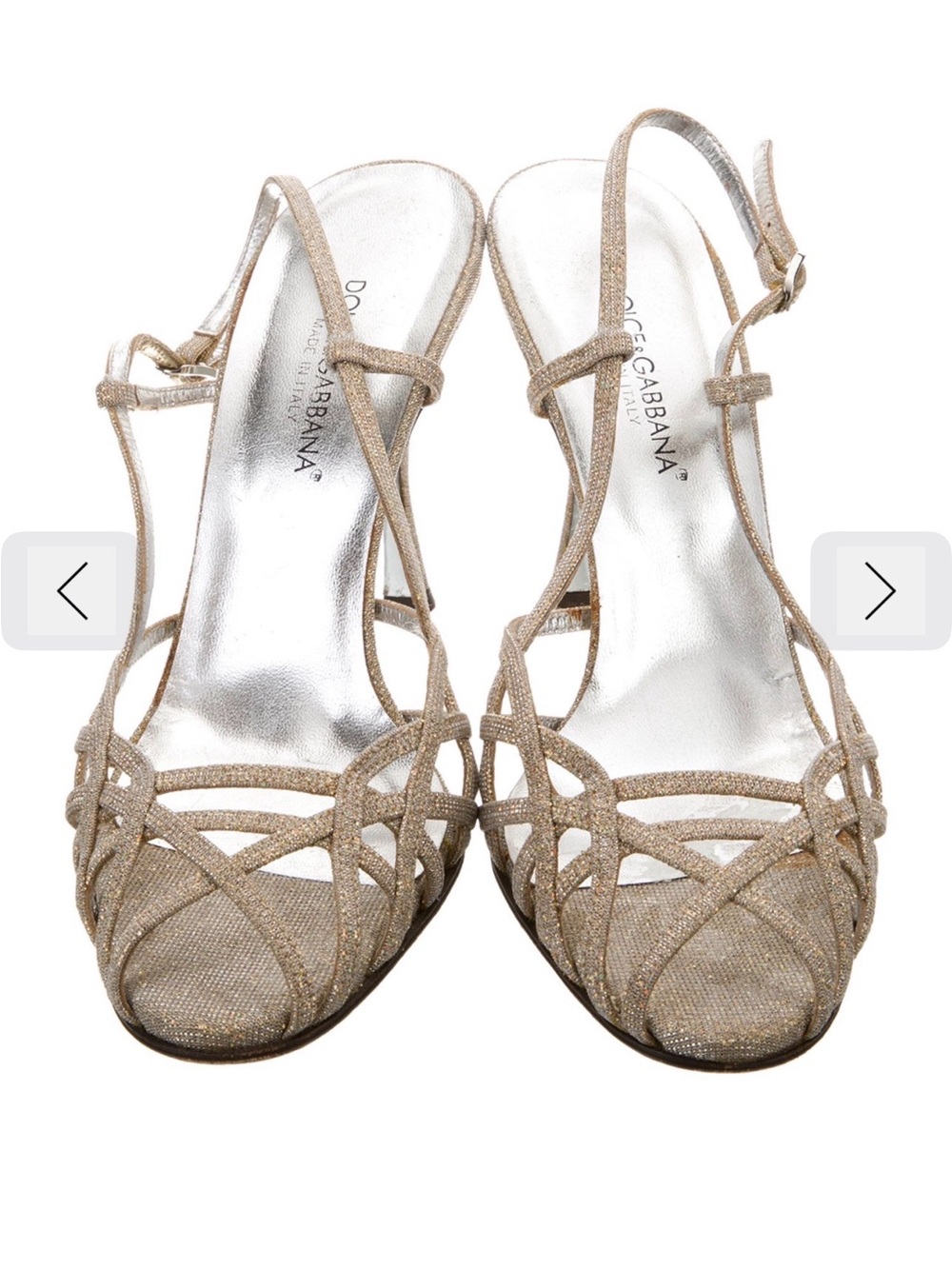 Dolce & Gabbana Metallic Gold Strappy Slingback Heels